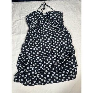 Nicole Miller Black White Polka Dot One Piece Swimsuit Medium Women NWT